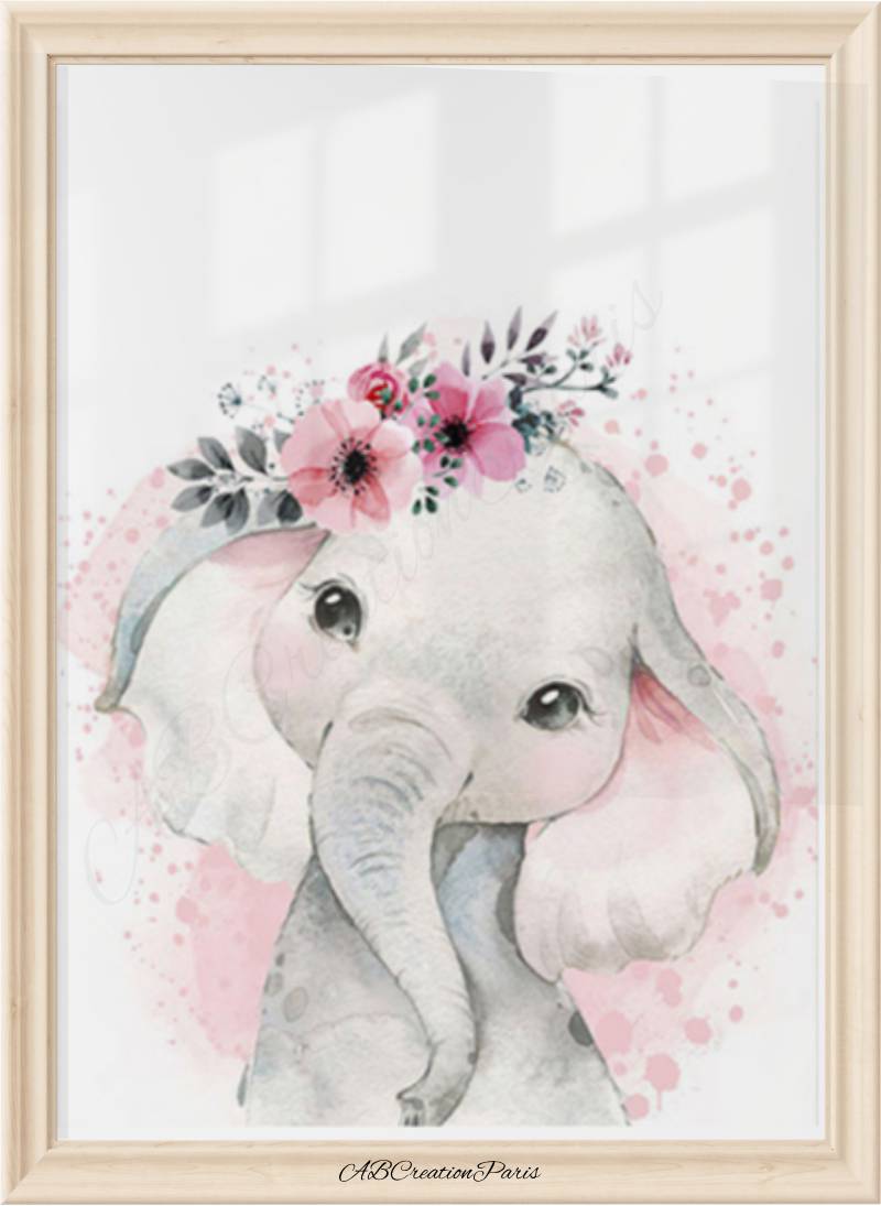 éléphant couronne de fleur