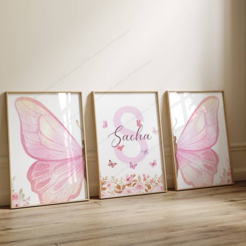 Tableau papillon et prénom personnalisé