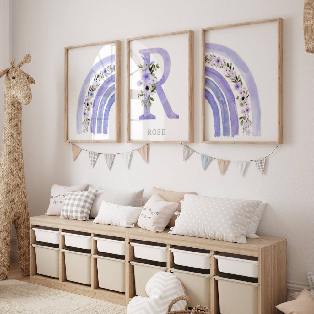 Décoration bébé fille arc-en-ciel violet