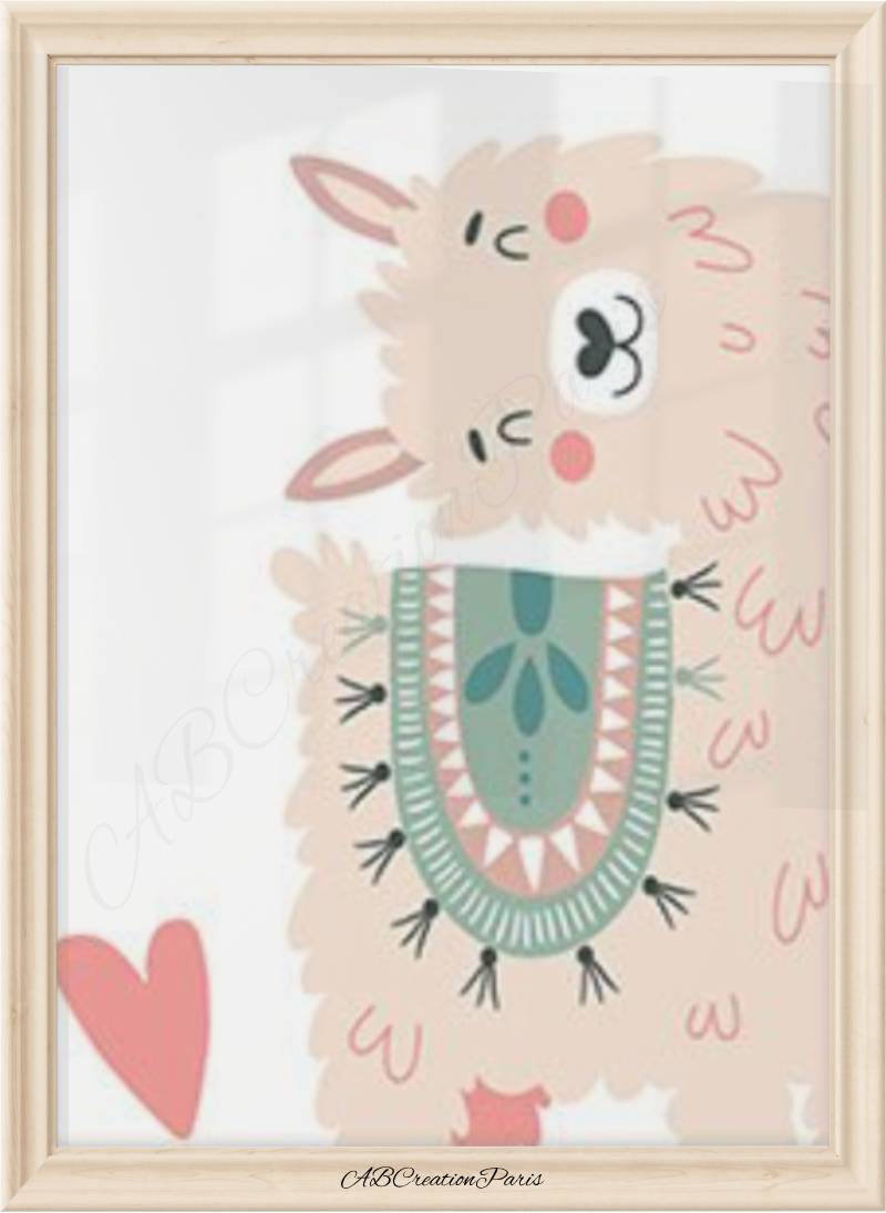 affiche lama coloré pour déco chambre bébé