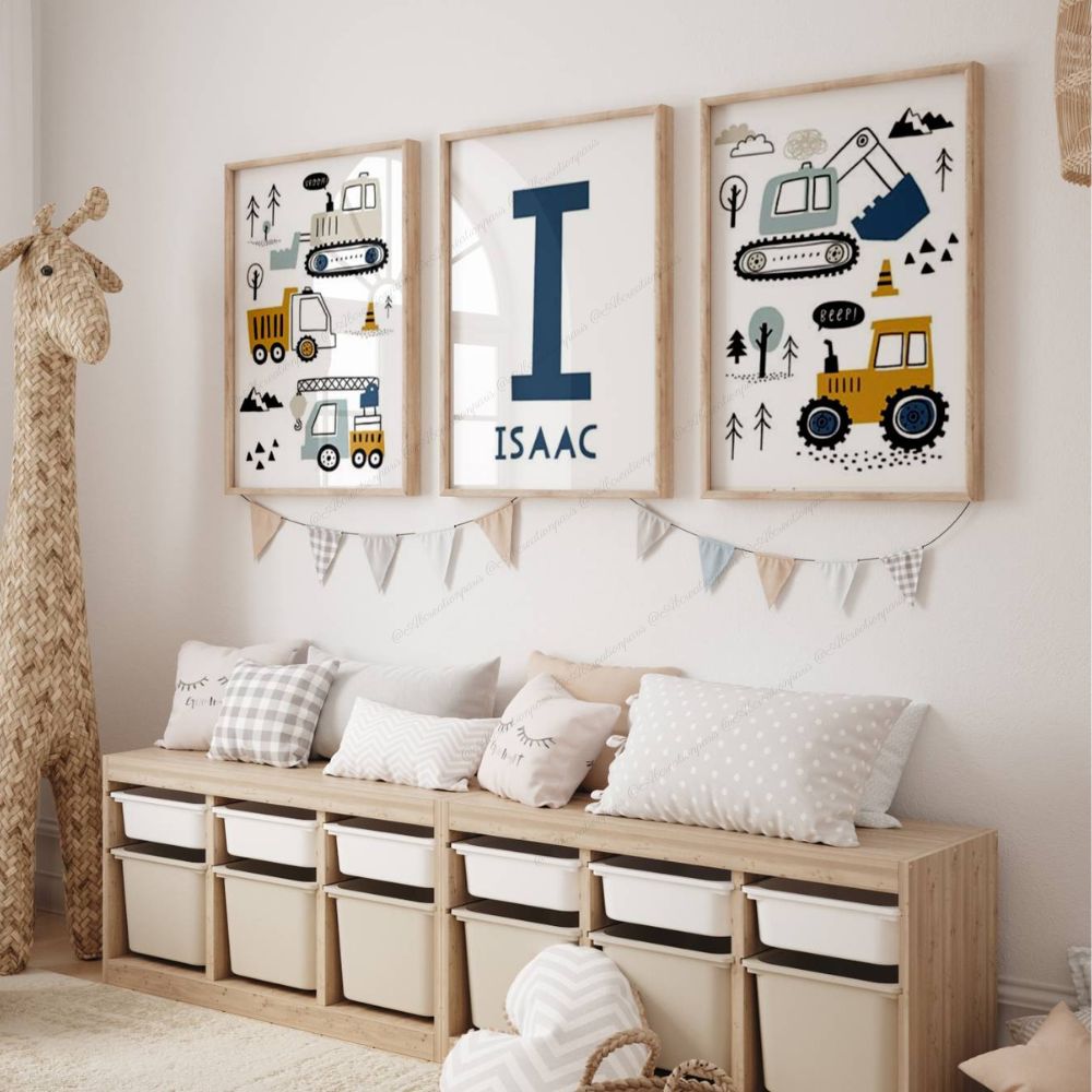 décoration murale chambre enfant thème construction