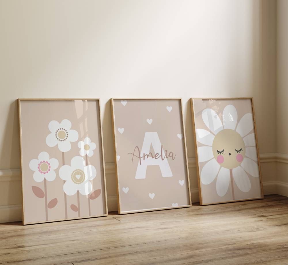 affiche terracotta personnalisé pour chambre bébé fille