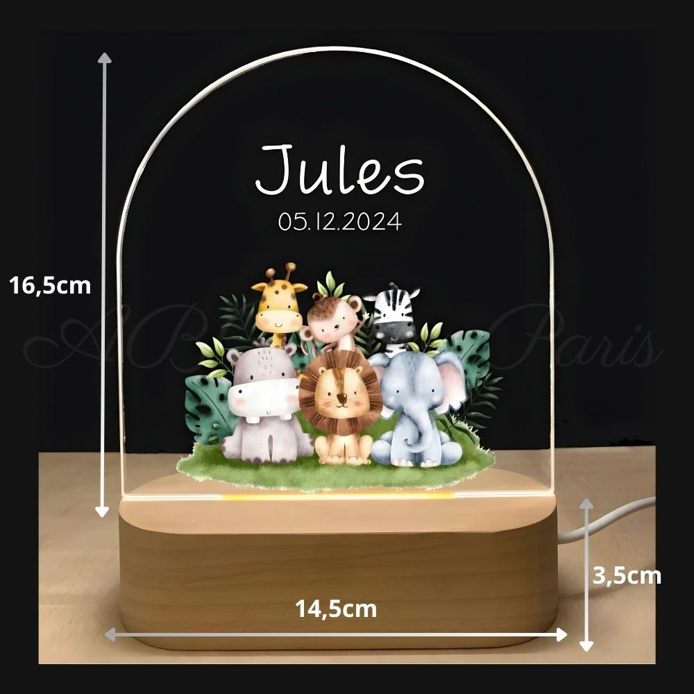 dimension_veilleuse_bebe_personnalise_animaux_de_la_jungle