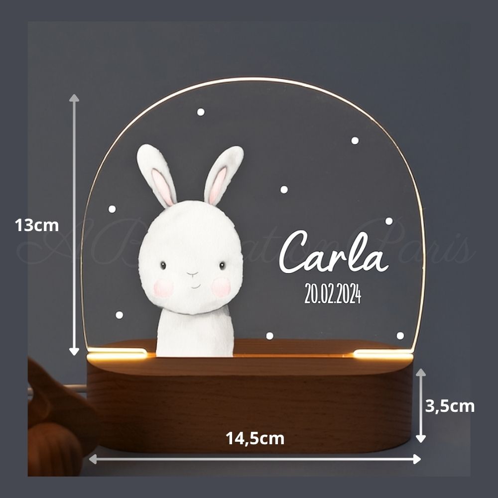Veilleuse Personnalisée Lapin avec Prénom