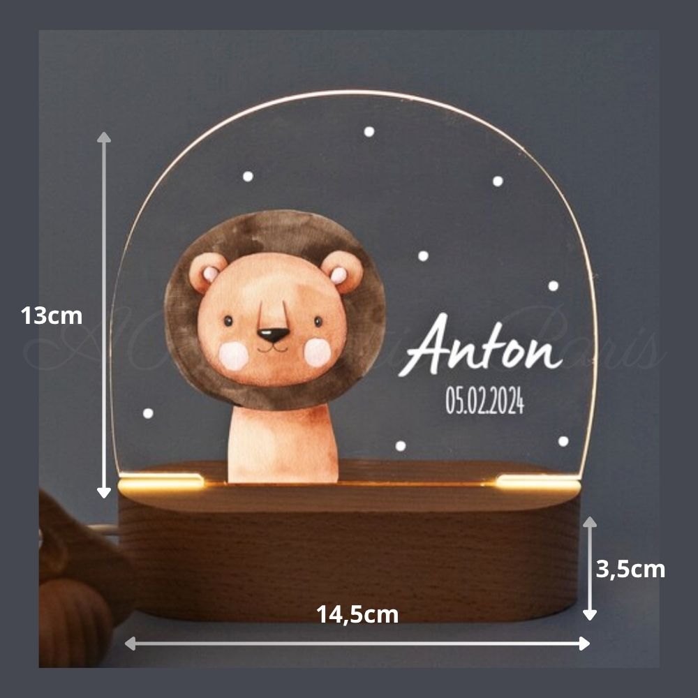 Lampe de Chevet Bébé Personnalisée Lion