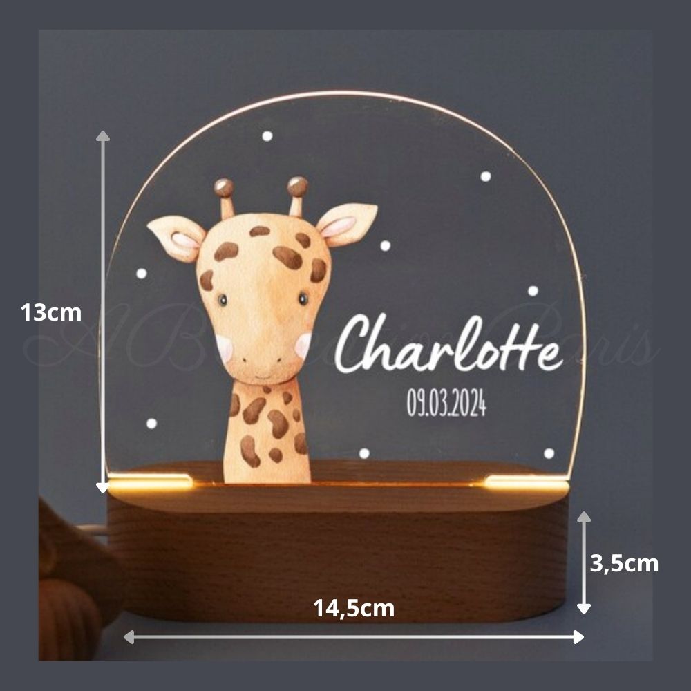 Veilleuse Girafe Personnalisée - Décoration Chambre Enfant