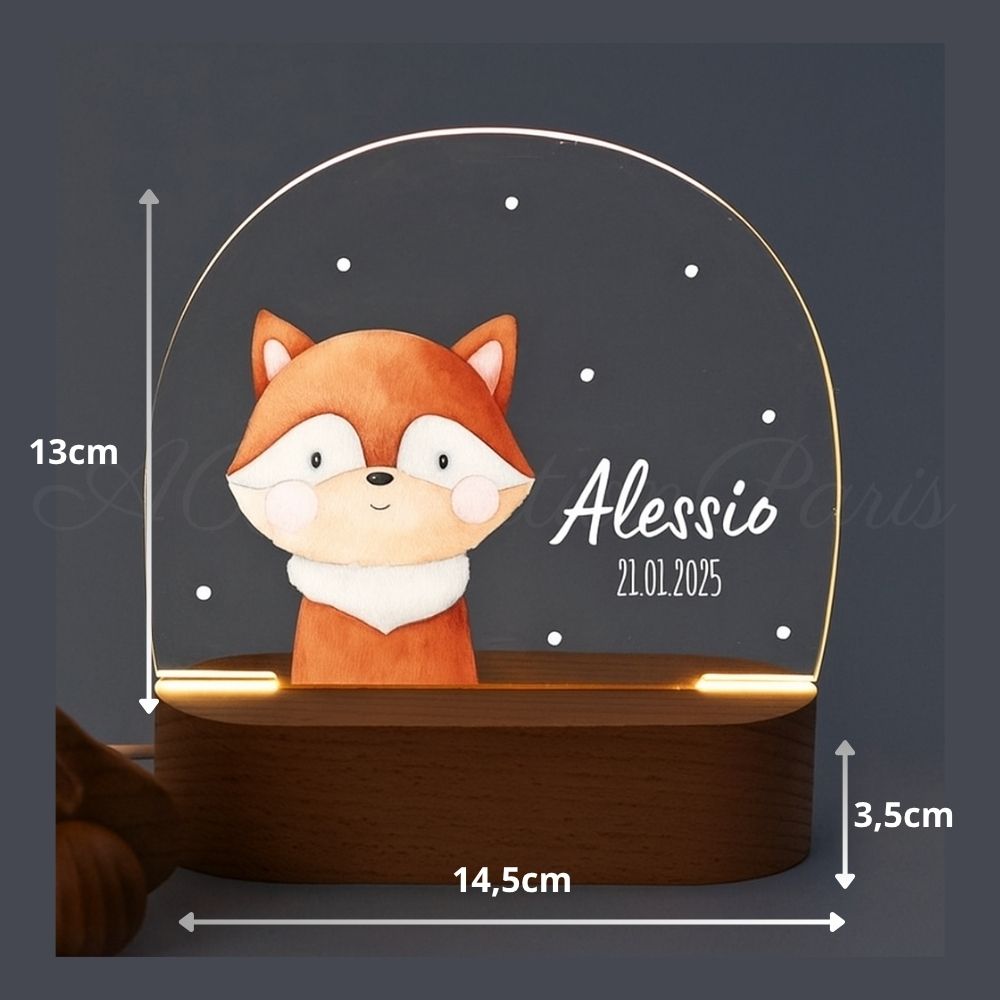 Veilleuse Naissance Renard Personnalisée