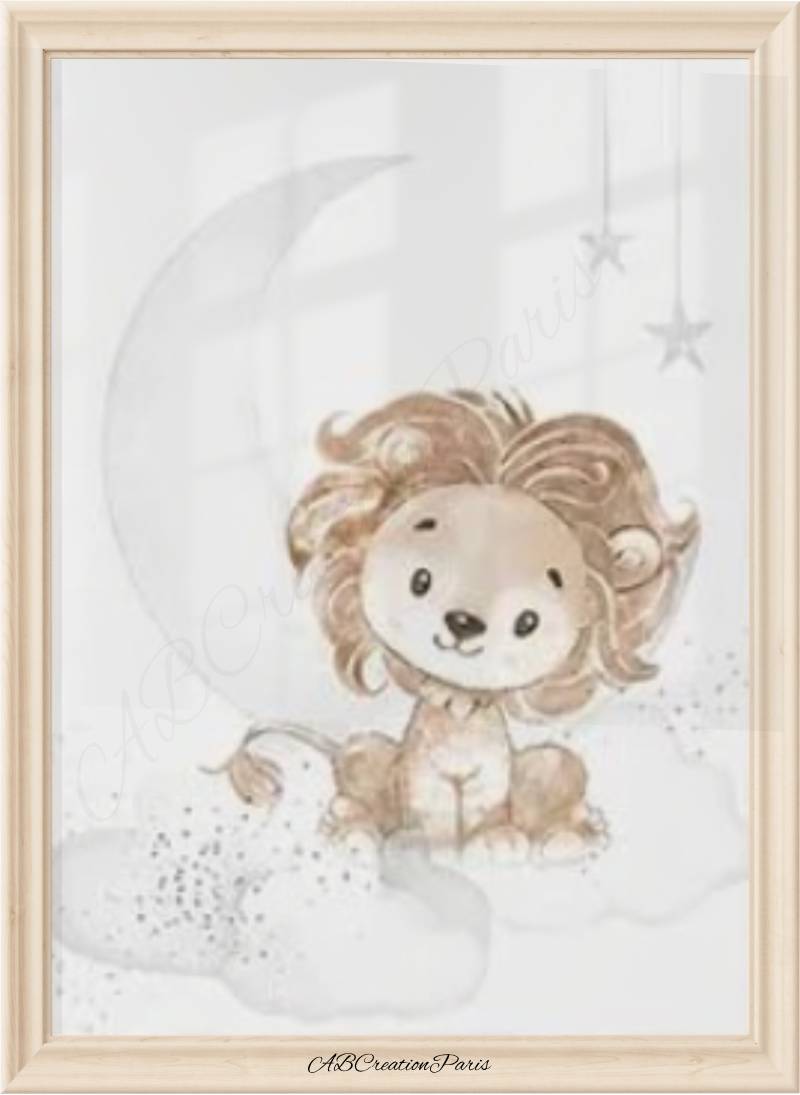 affiche bebe lion pour decoration chambre neutre