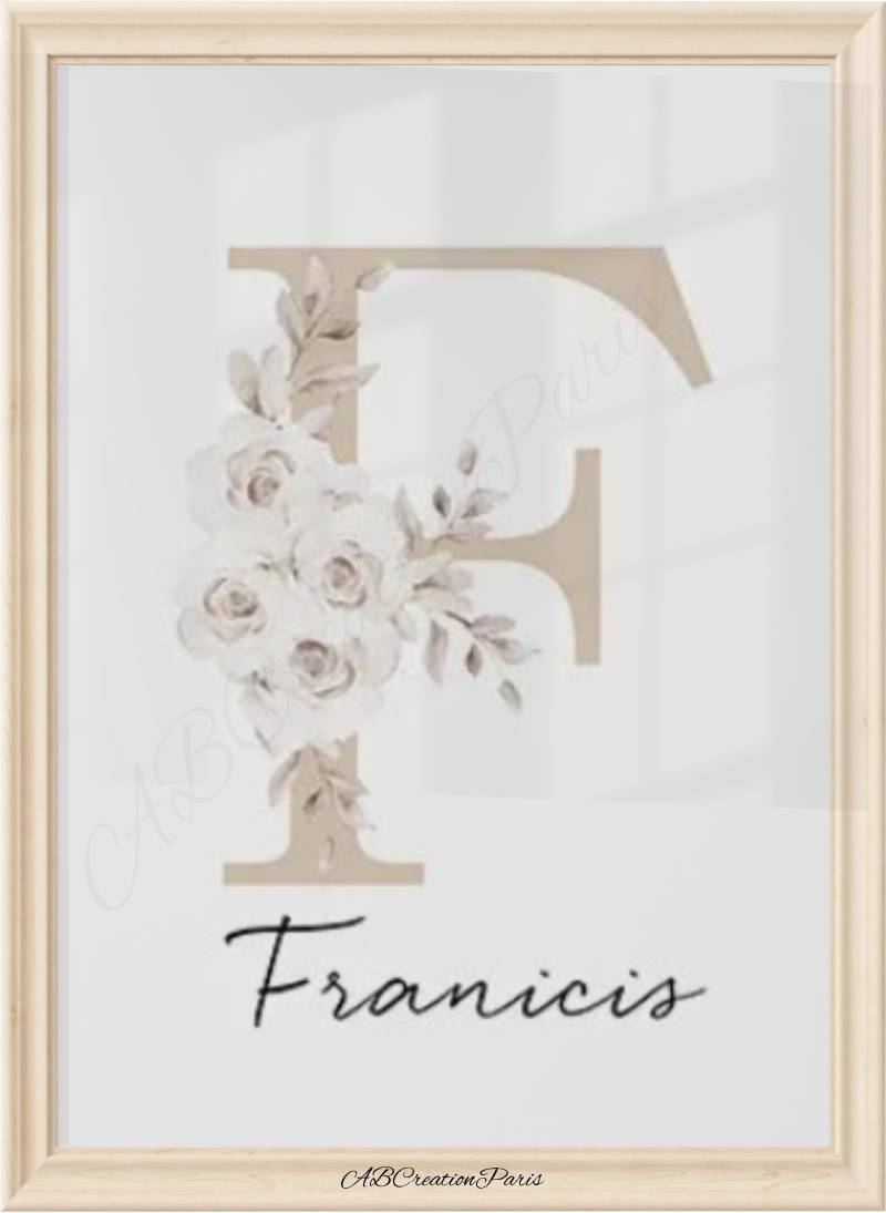 affiche prenom personnalisé pour chambre mixte