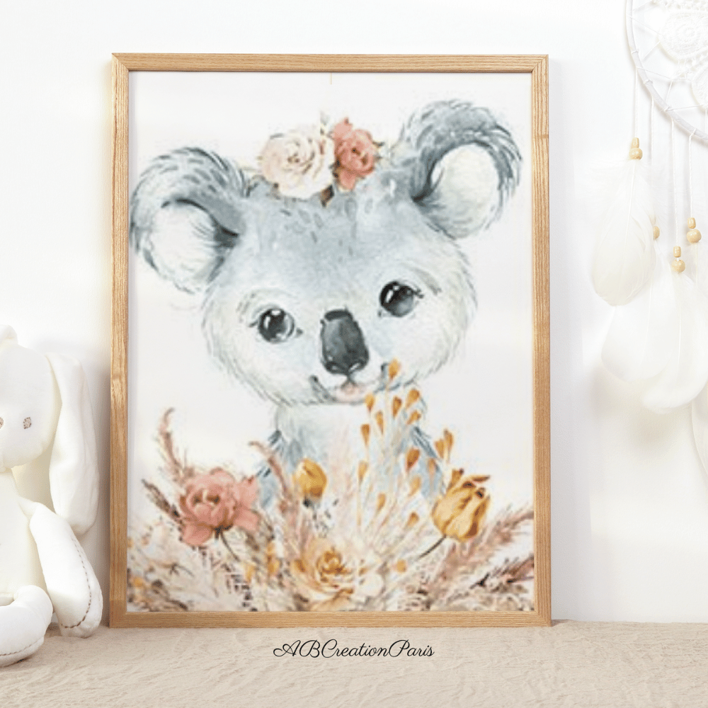 décoration chambre bebe beige koala plume beige