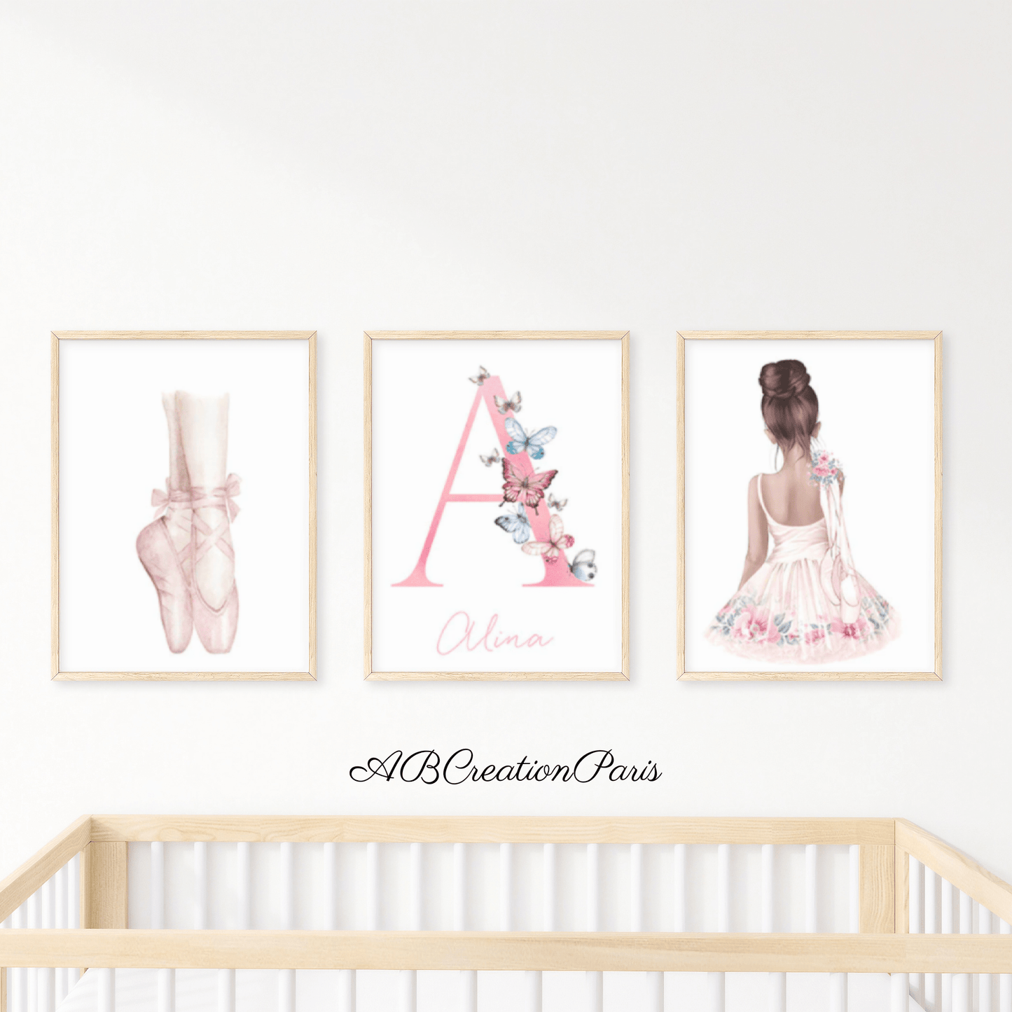 Décoration Chambre Enfant Fille - Set 3 Affiches Personnalisées -Danseuse Ballerine