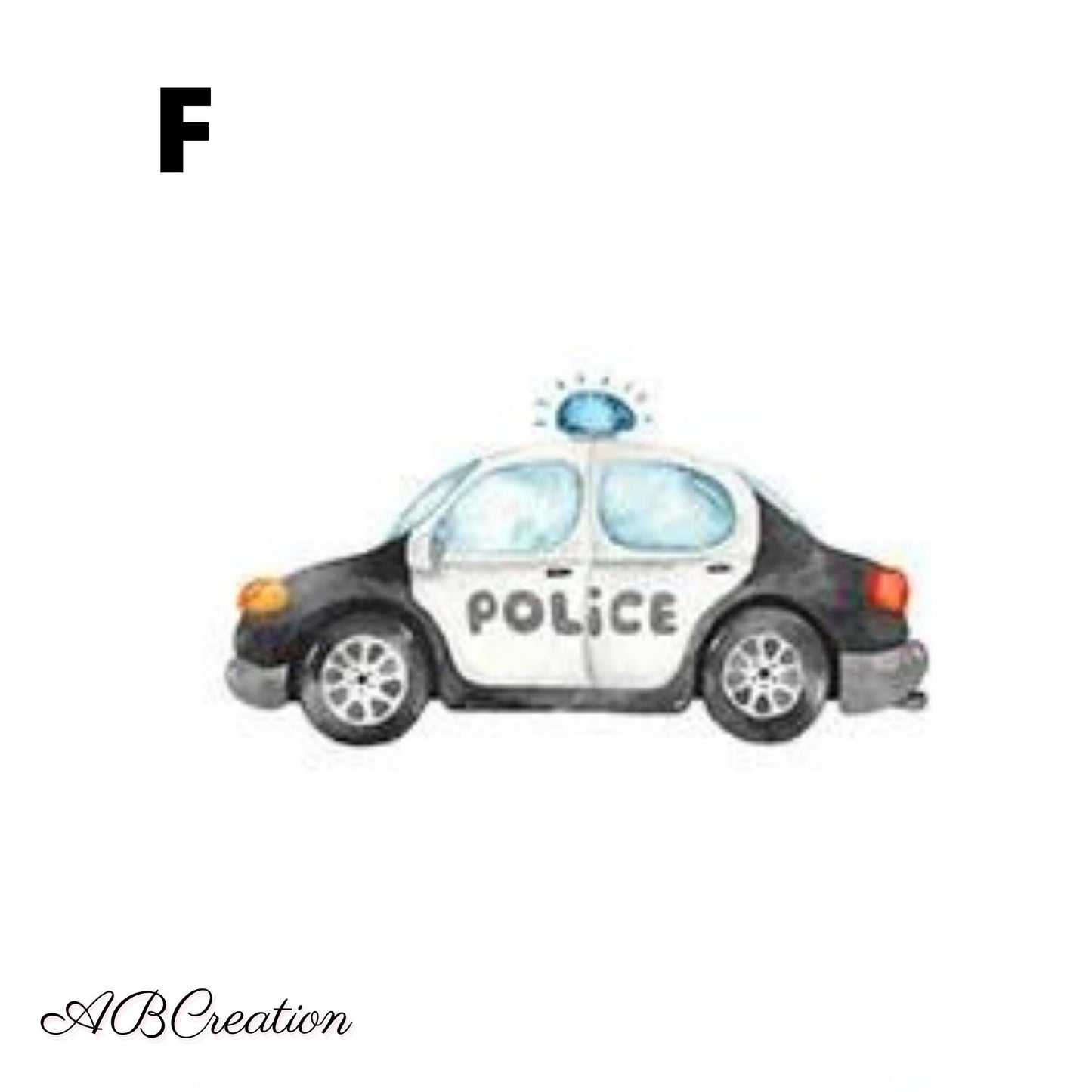 affiche voiture de police chambre enfant