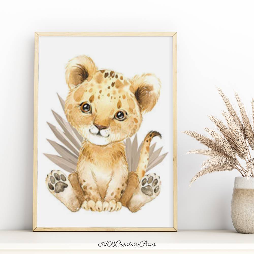 affiche lion chambre bébé thème savane