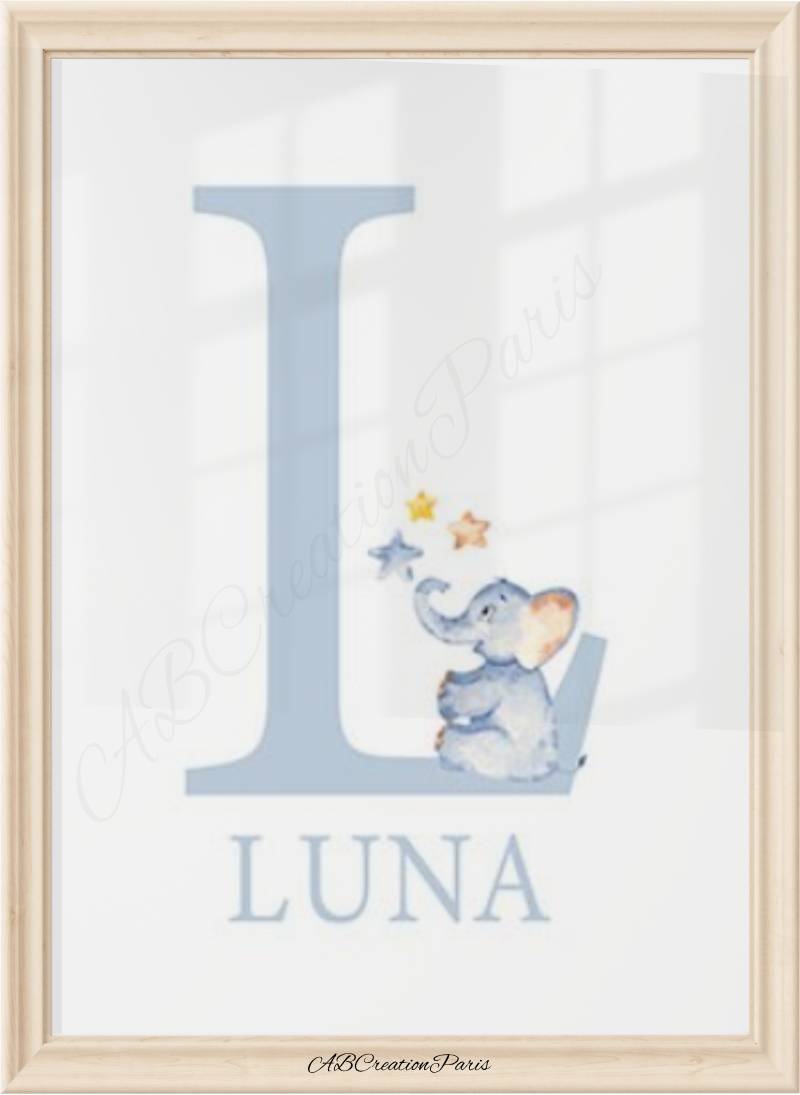 Affiche Éléphant - Décoration Chambre Bébé Garçon