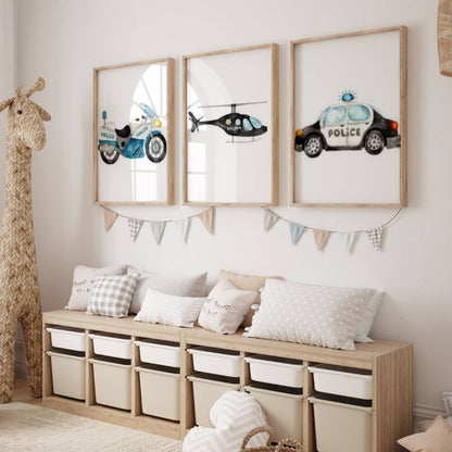 Affiche enfant voiture de pompier