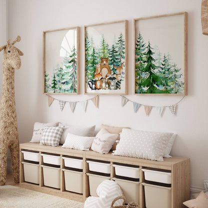 Tableau chambre bébé animaux de la foret 
