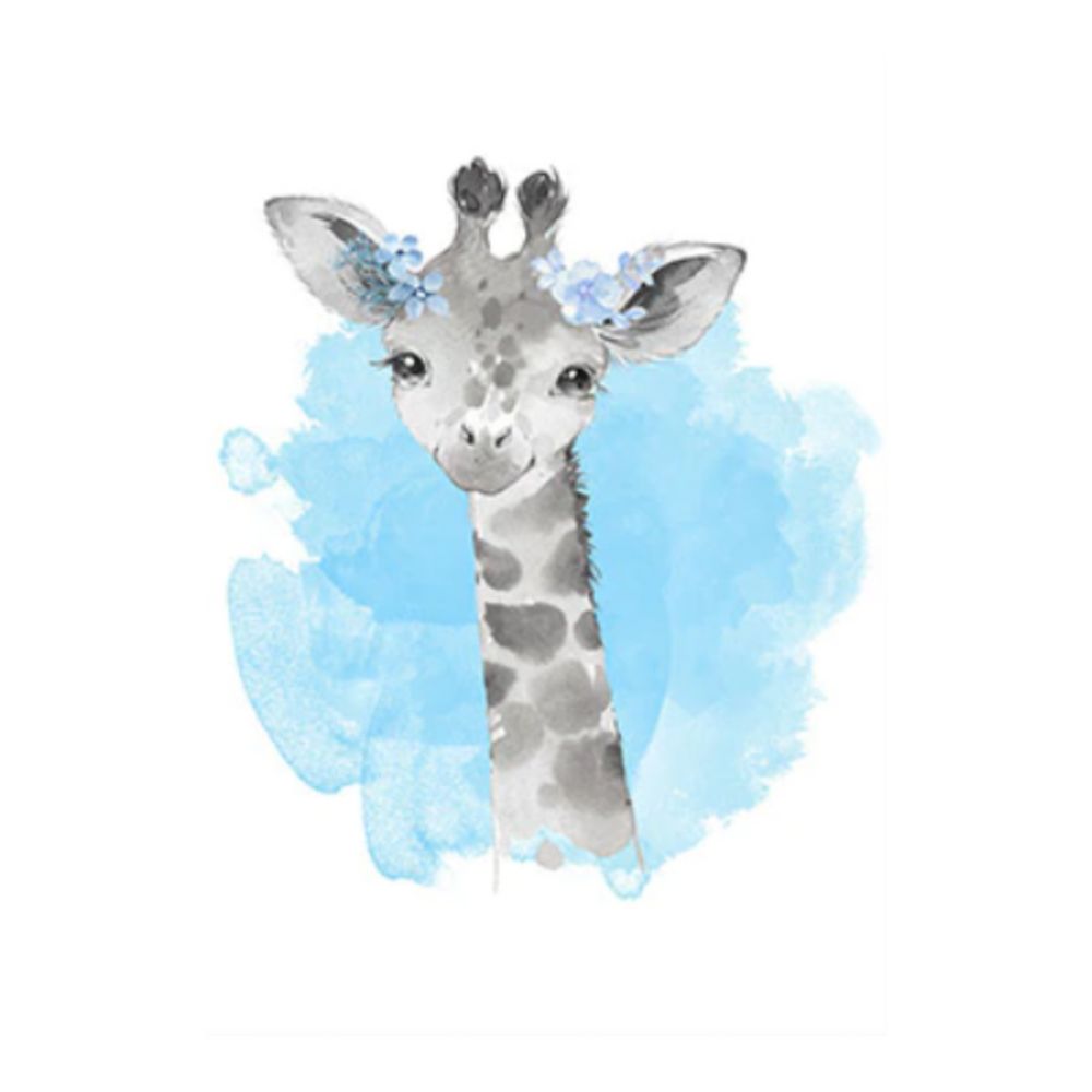 affiche girafe fond bleu couronne bleu
