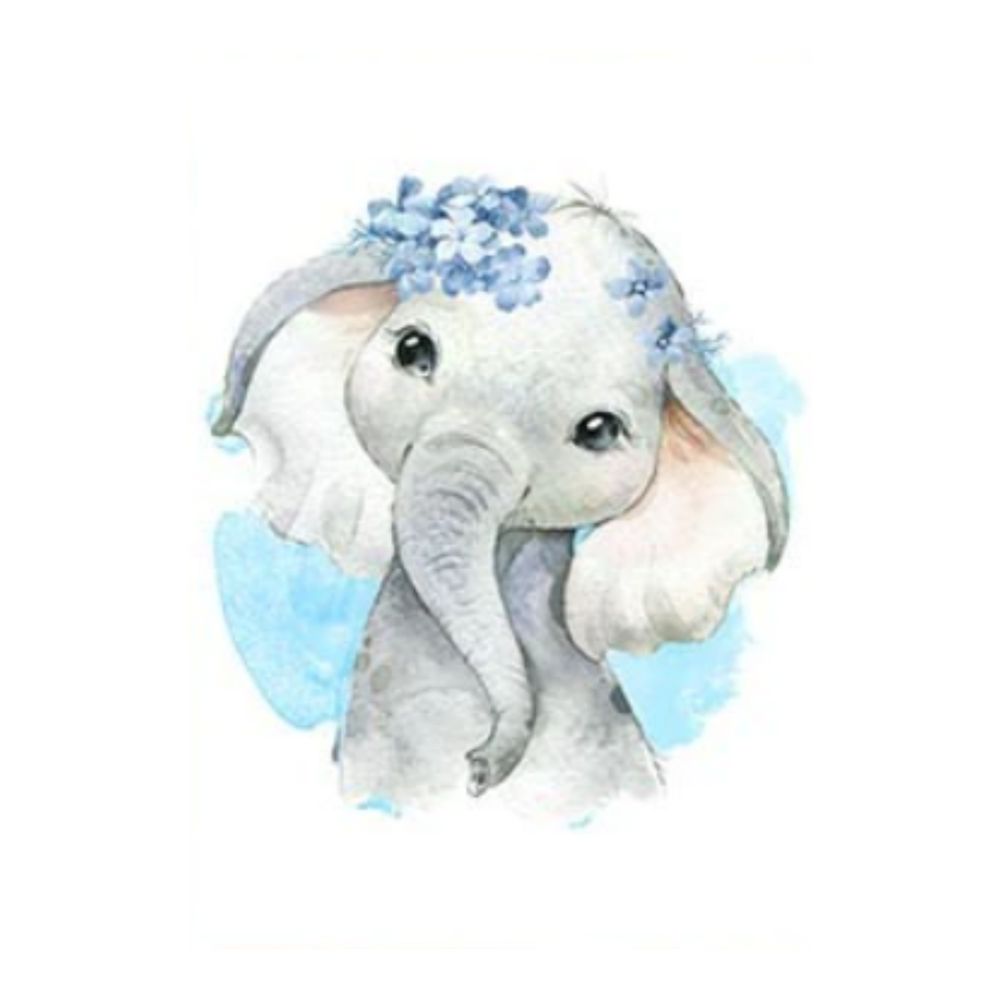 affiche elephant fond bleu couronne bleu