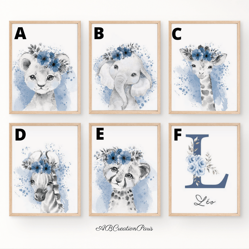 3 Affiche Animaux Chambre Bebe Poster Savane Enfant Eléphant Lion Koala Tableau Safari Enfant Decoration Murale Garçons 30x40cm Toile Chambre Bébé Fille Cadeau Affiche Boho sans Cadre