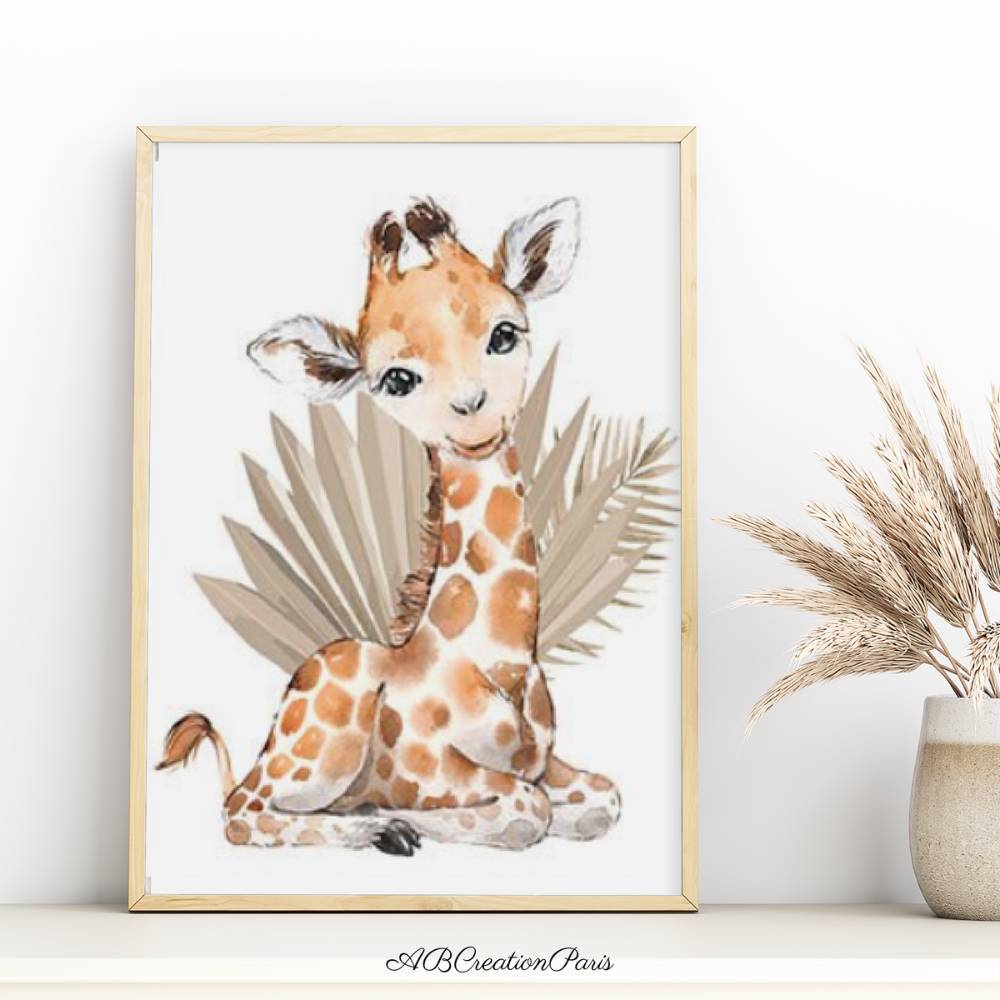 affiche girafe chambre bébé thème savane