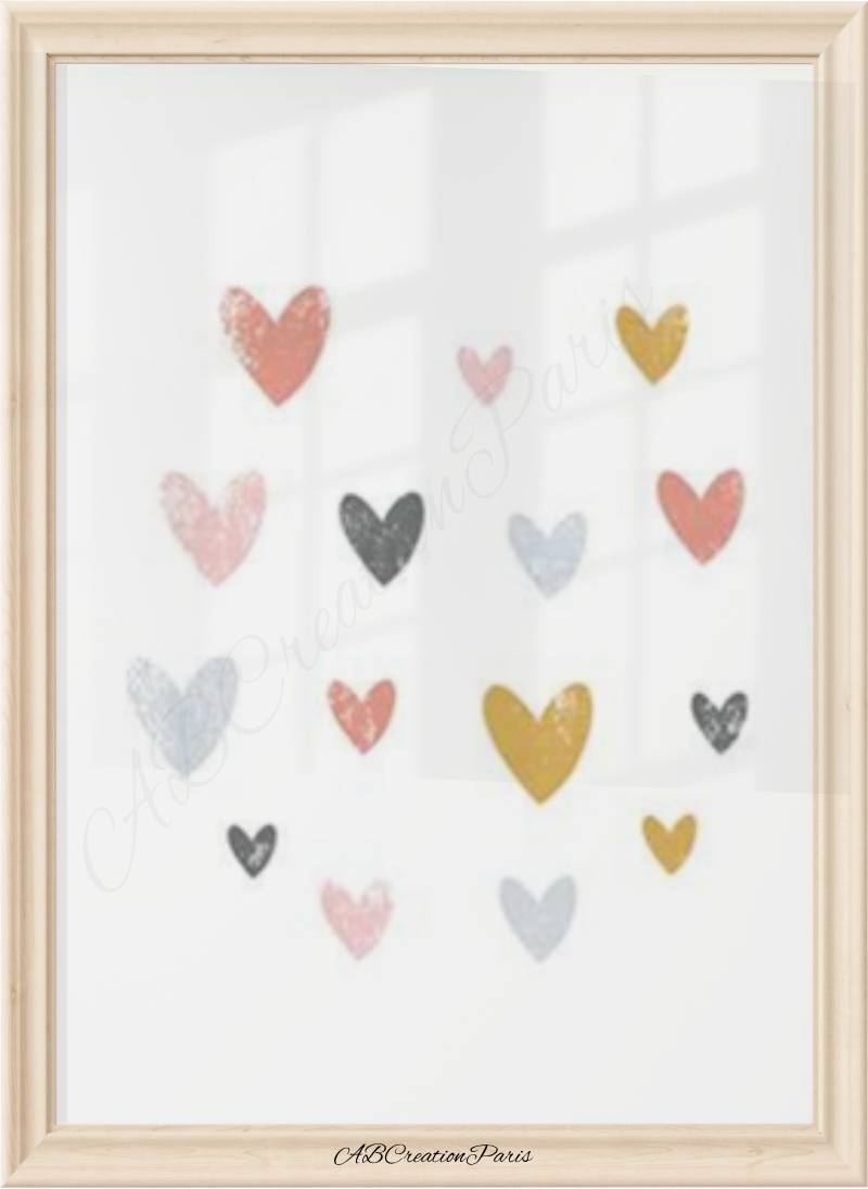 affiche coeurs pastel pour chambre bebe fille décoration douce