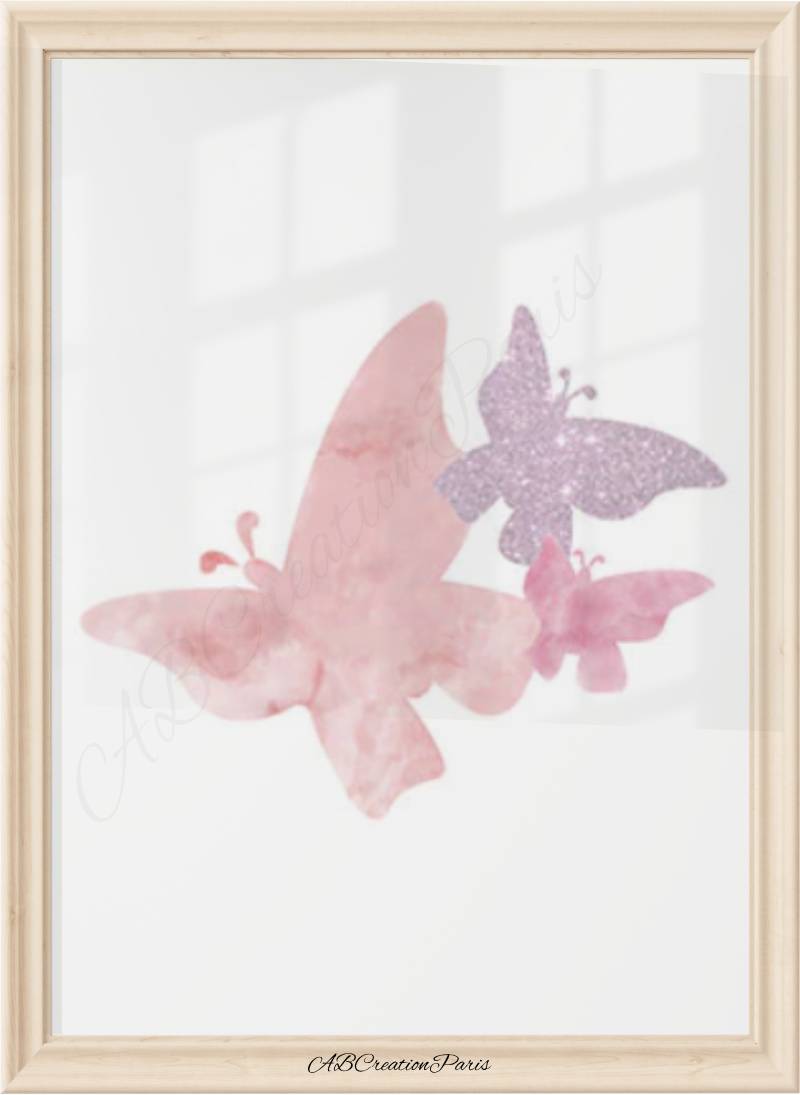 affiche papillons pastel decoration murale chambre fille