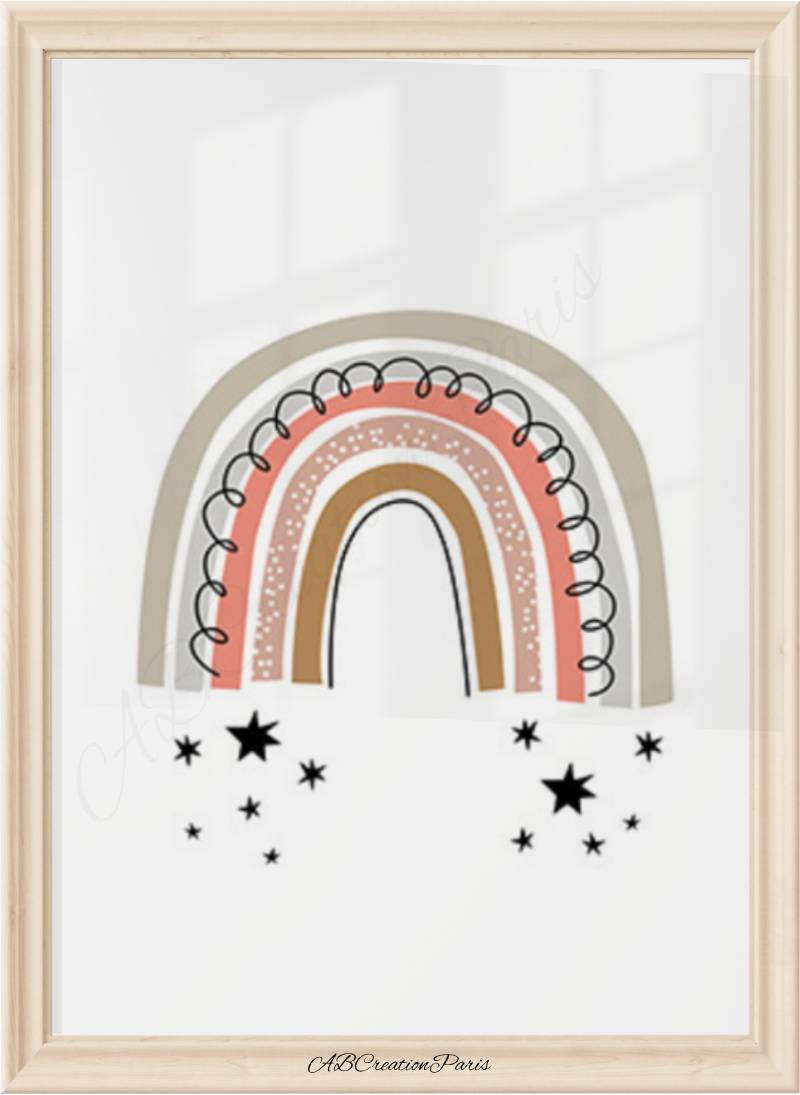 affiche arc en ciel terracotta pour chambre bébé et enfant