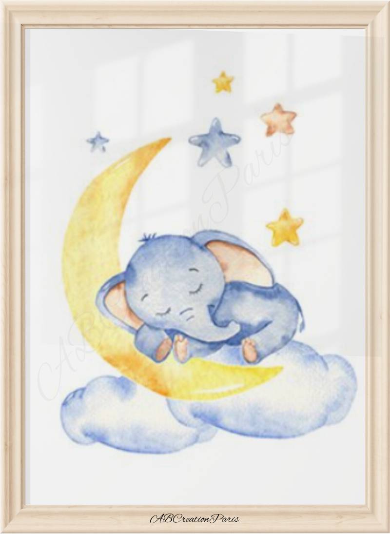 Affiche Éléphant - Décoration Chambre Bébé Garçon