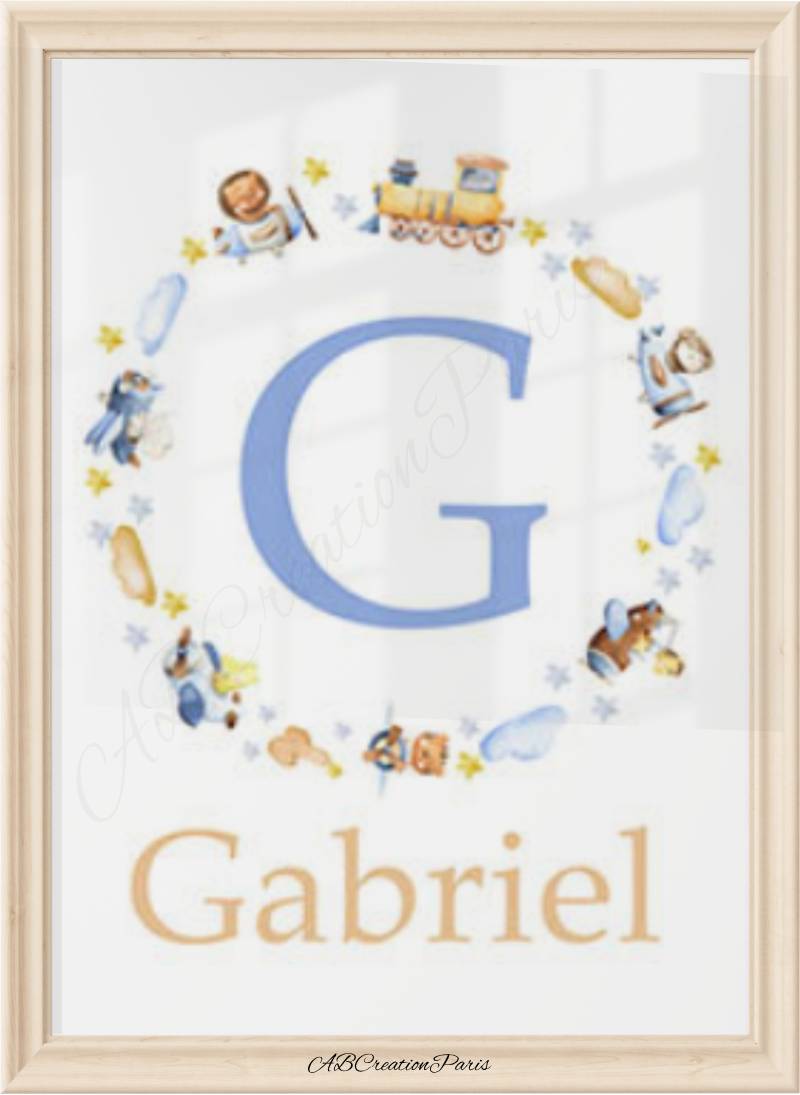 affiche personnalisé pour chambre bebe garcon naissance 