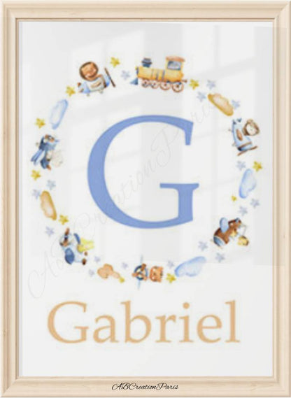affiche personnalisé pour chambre bebe garcon naissance 