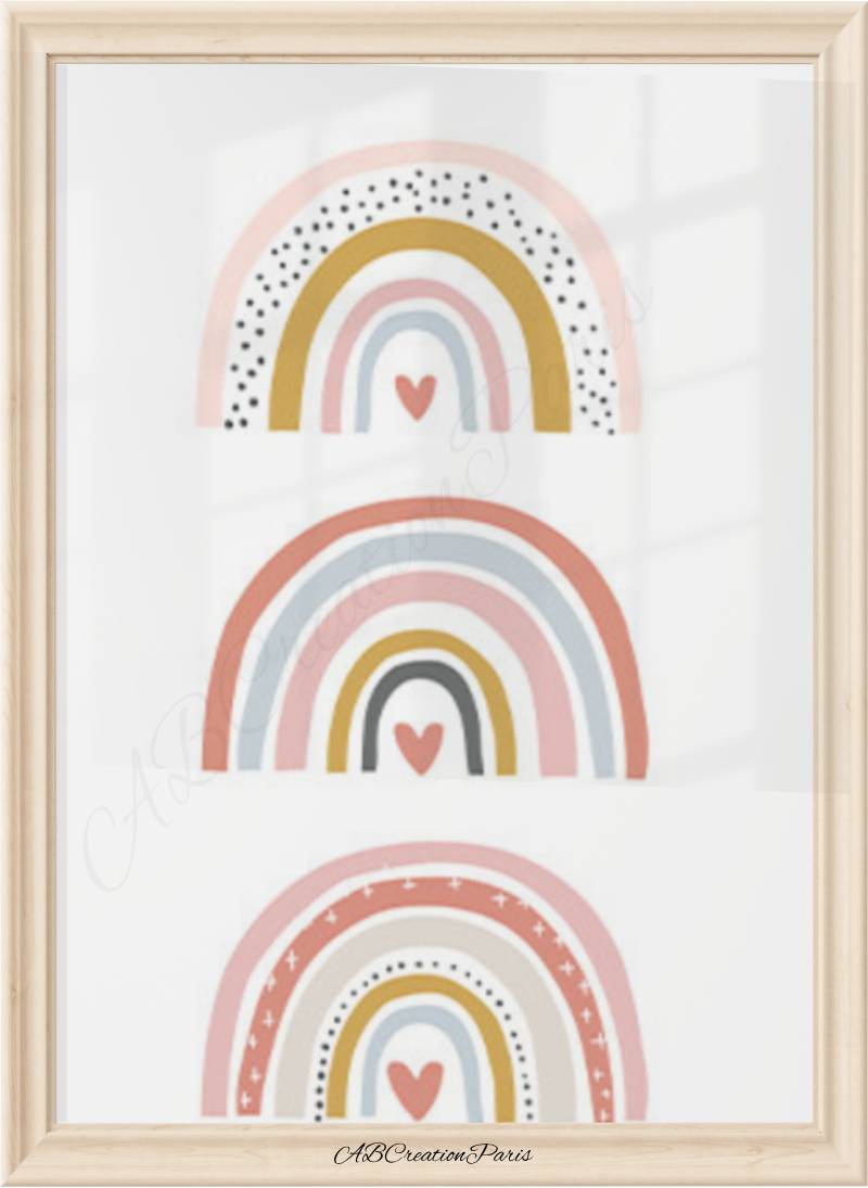 affiche chambre bébé arc en ciel colorés 