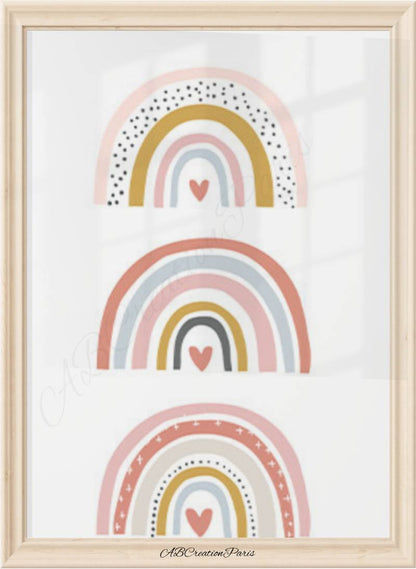 affiche chambre bébé arc en ciel colorés 