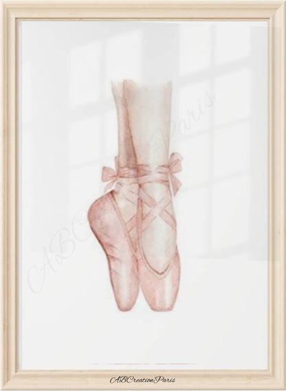 poster theme danse avec chausson de ballet rose 