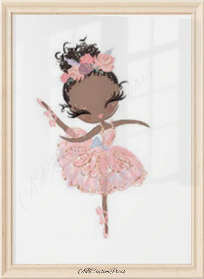affiche danseuse classique avec robe rose pour chambre bebe fille