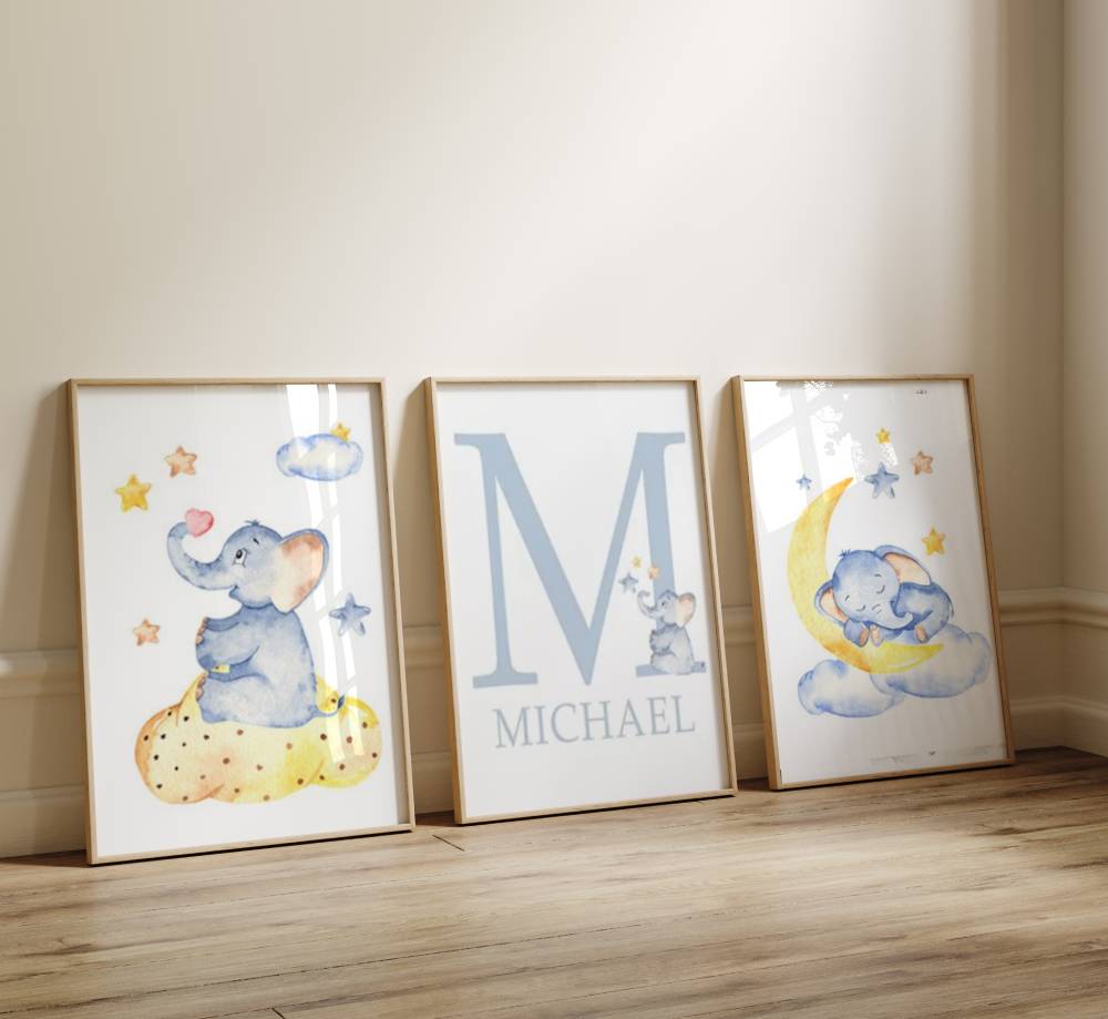 Affiche Éléphant - Décoration Chambre Bébé Garçon