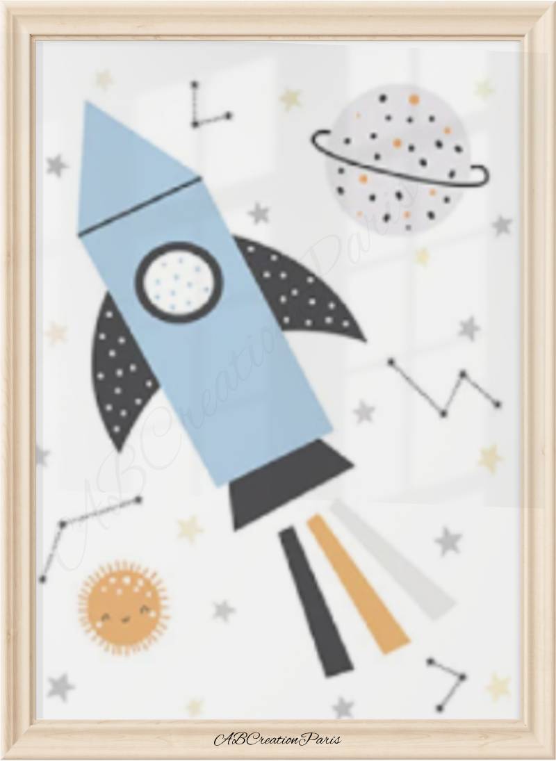 affiche fusée chambre bébé garçon