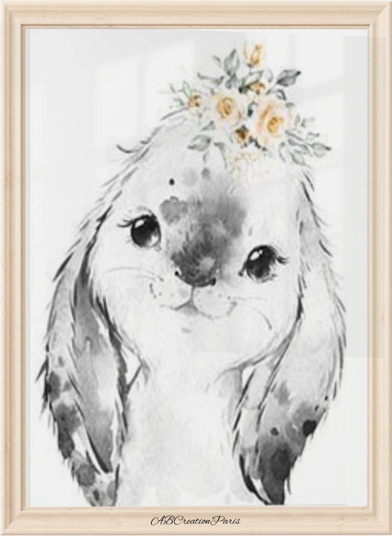 affiche lapin chambre fille neutre