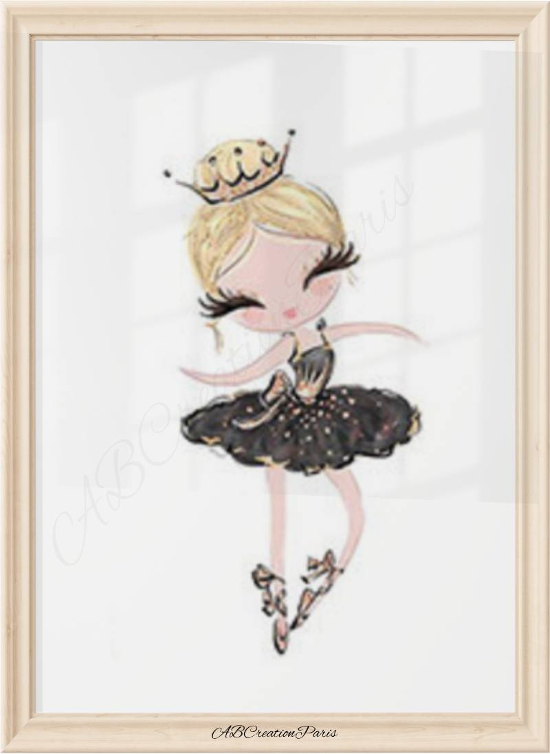 affiche murale chambre fille danseuse classique avec un beau tutu noir 