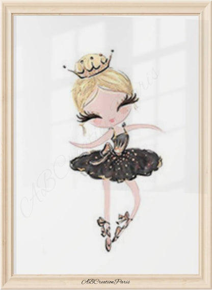 affiche murale chambre fille danseuse classique avec un beau tutu noir 
