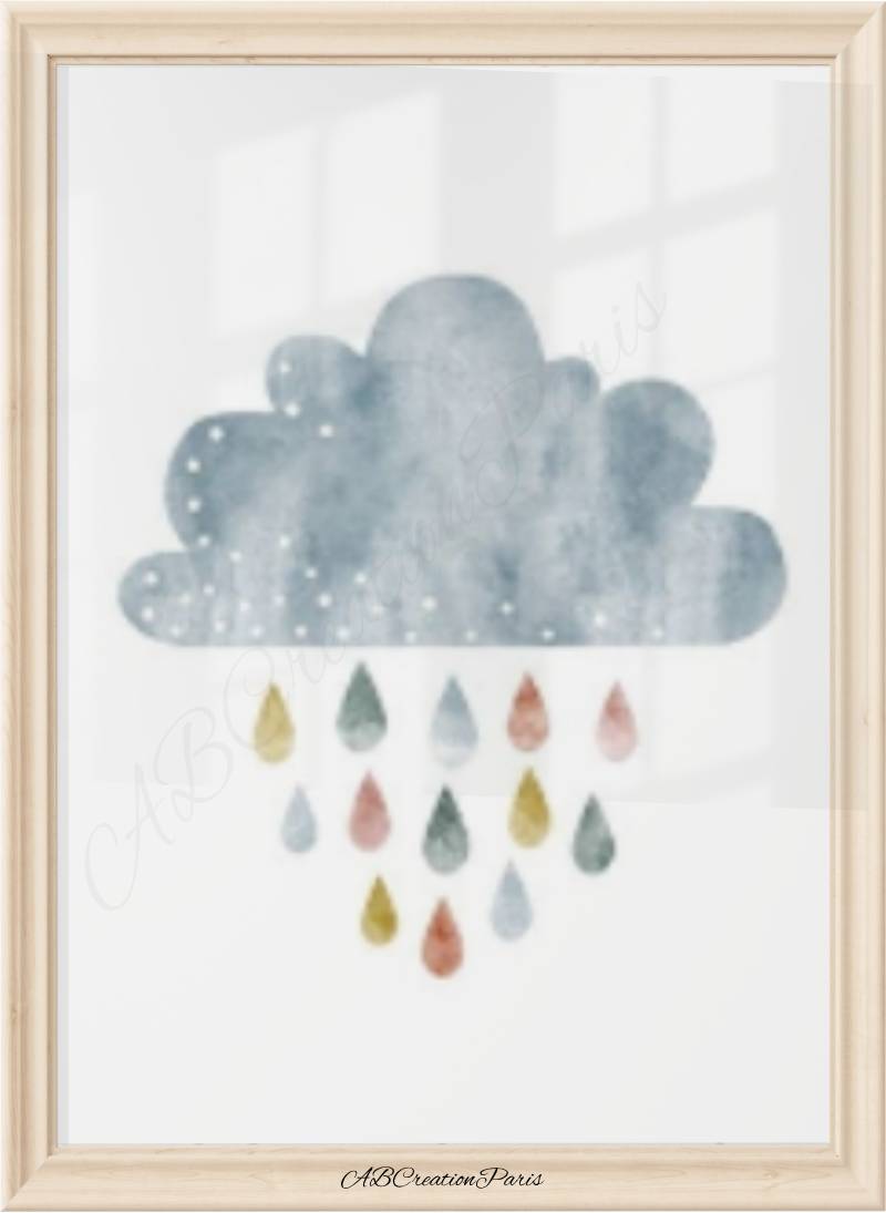 affiche nuage pastel chambre bebe fille
