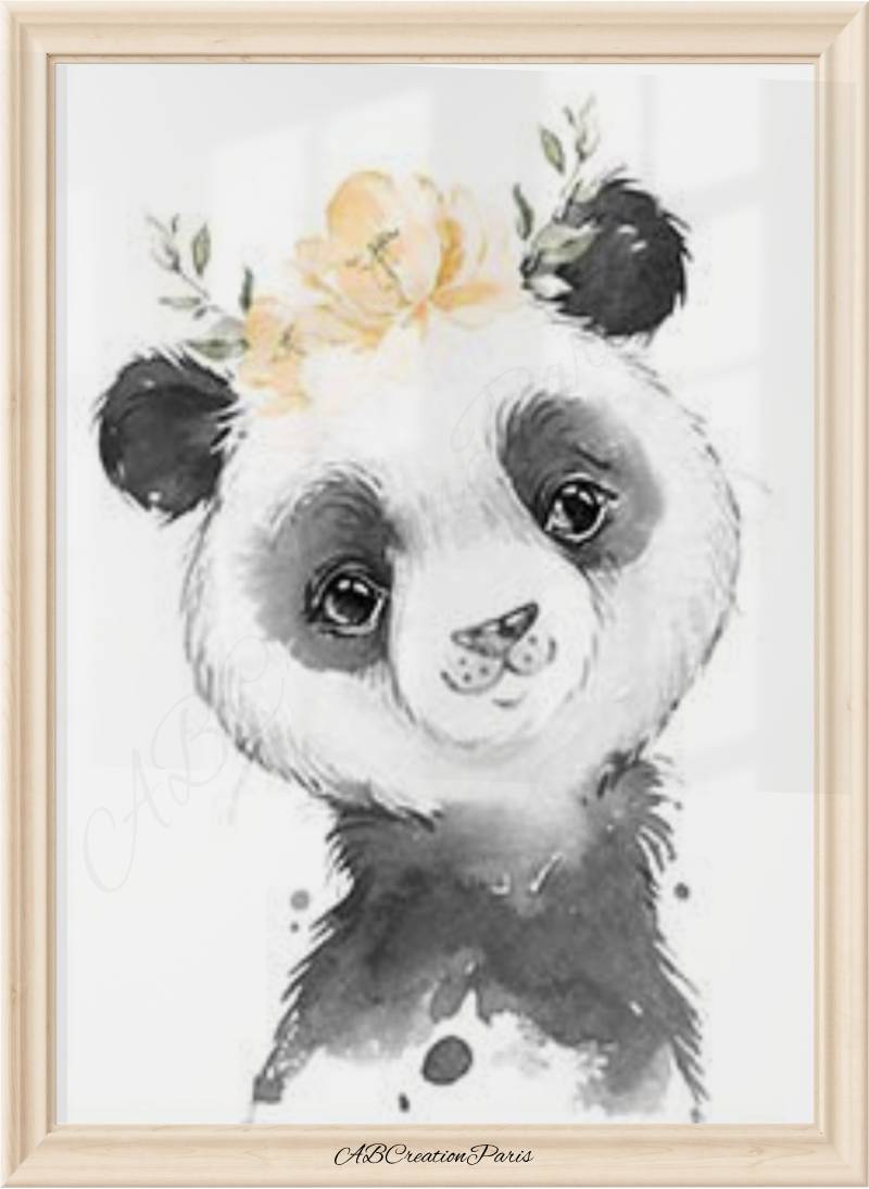 affiche panda chambre fille neutre