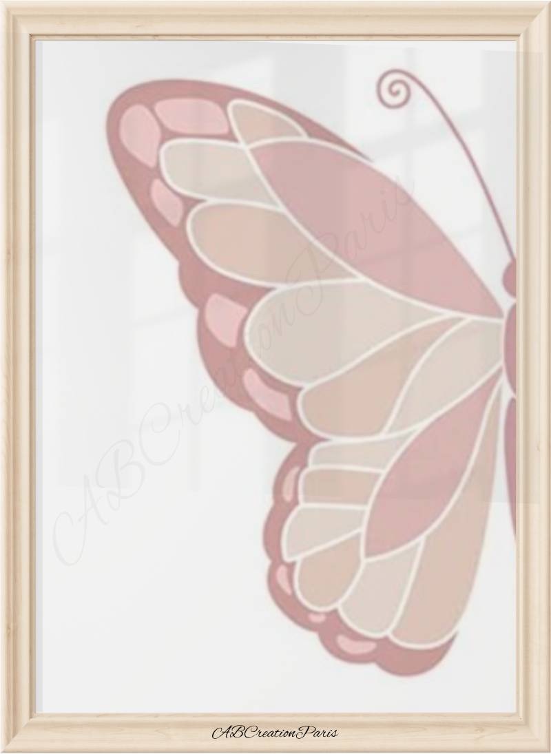affiche aille gauche papillon rose