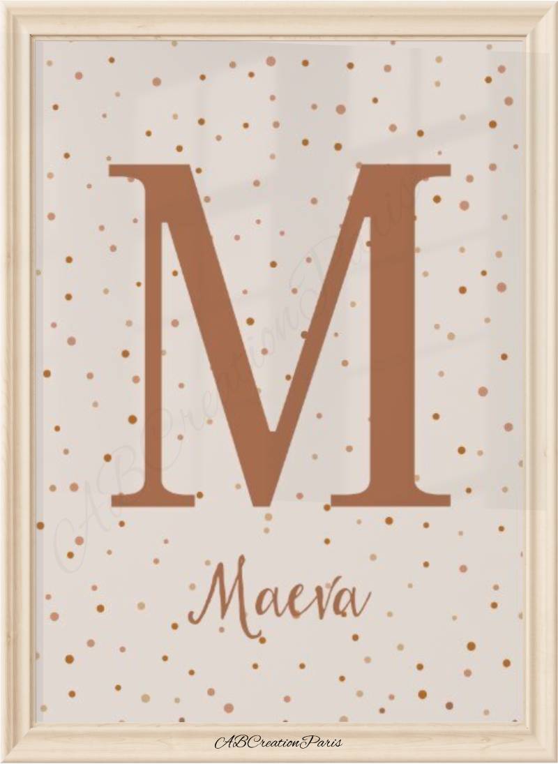 poster prénom personnalisé couleur terracotta. 