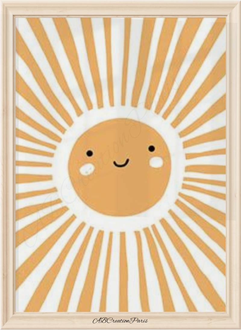 affiche soleil avec sourire pour chambre bébé 