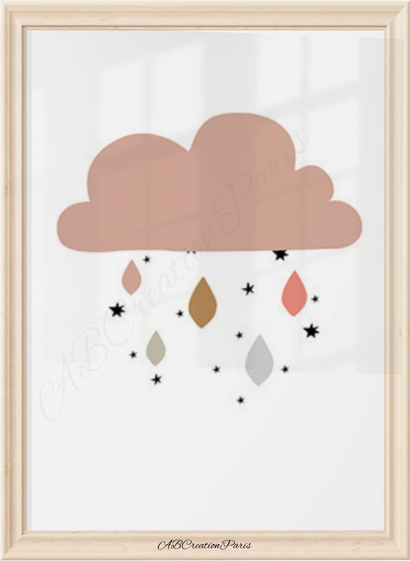 affiche chambre bébé nuage terracotta