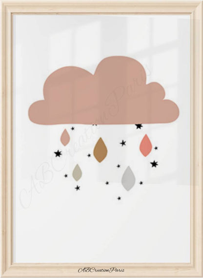 affiche chambre bébé nuage terracotta