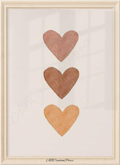 affiche cœur terracotta pour chambre bébé fille