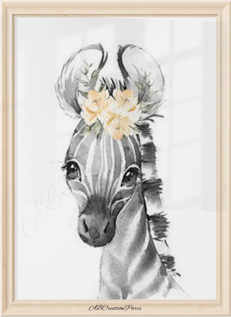 affiche zebre chambre fille neutre