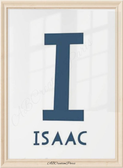 tableau prenom personnalisé bleu pour enfant garcon 