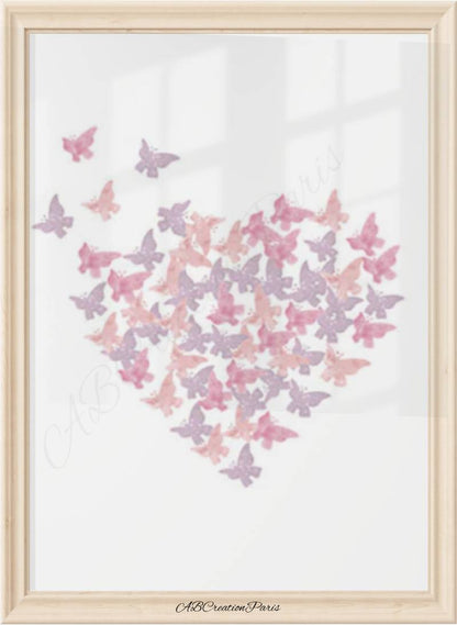 deco chambre enfant fille papillon pastel coeur